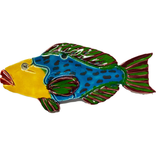 Ceramic Arts Handmade Clay Crafts 7-inch x 3-inch Glazed Fish by Jim Wilbanks