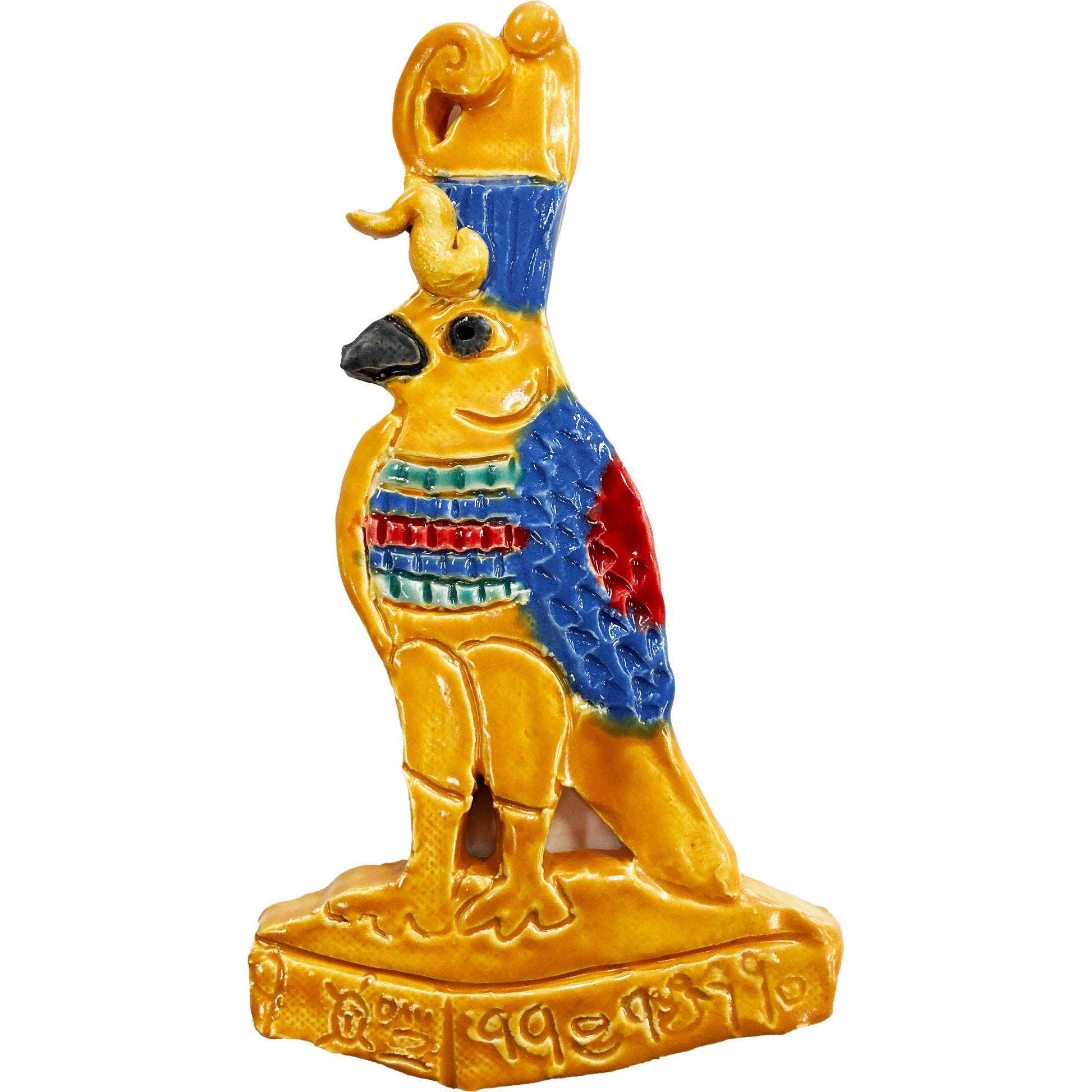 WATCH Resources Art Guild - Ceramic Arts Handmade Clay Crafts 7-inch x 4-inch Glazed Horus made by Lisa Uptain
