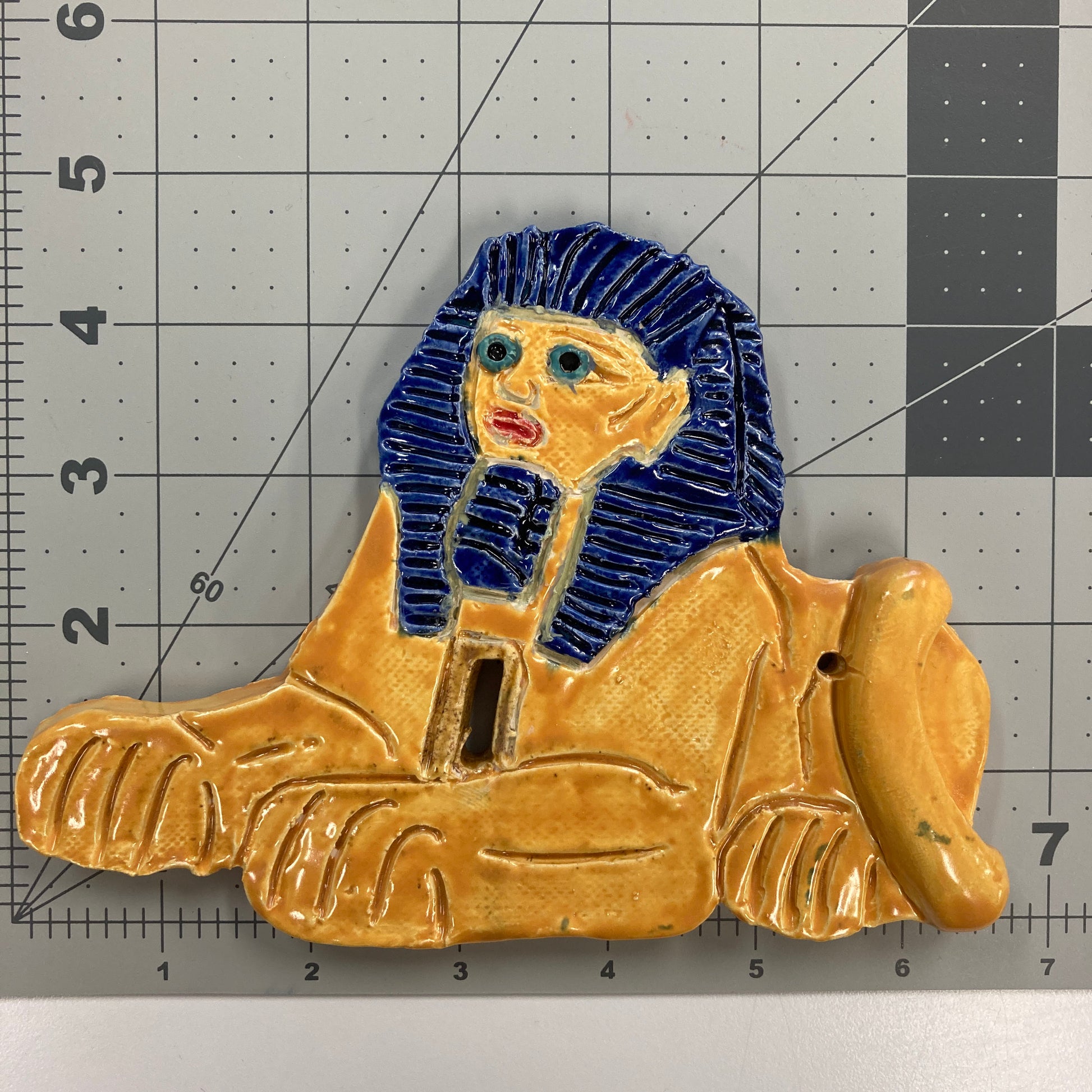 WATCH Resources Art Guild - Ceramic Arts Handmade Clay Crafts 7-inch x 4.5-inch Glazed Sphinx made by Lisa Uptain