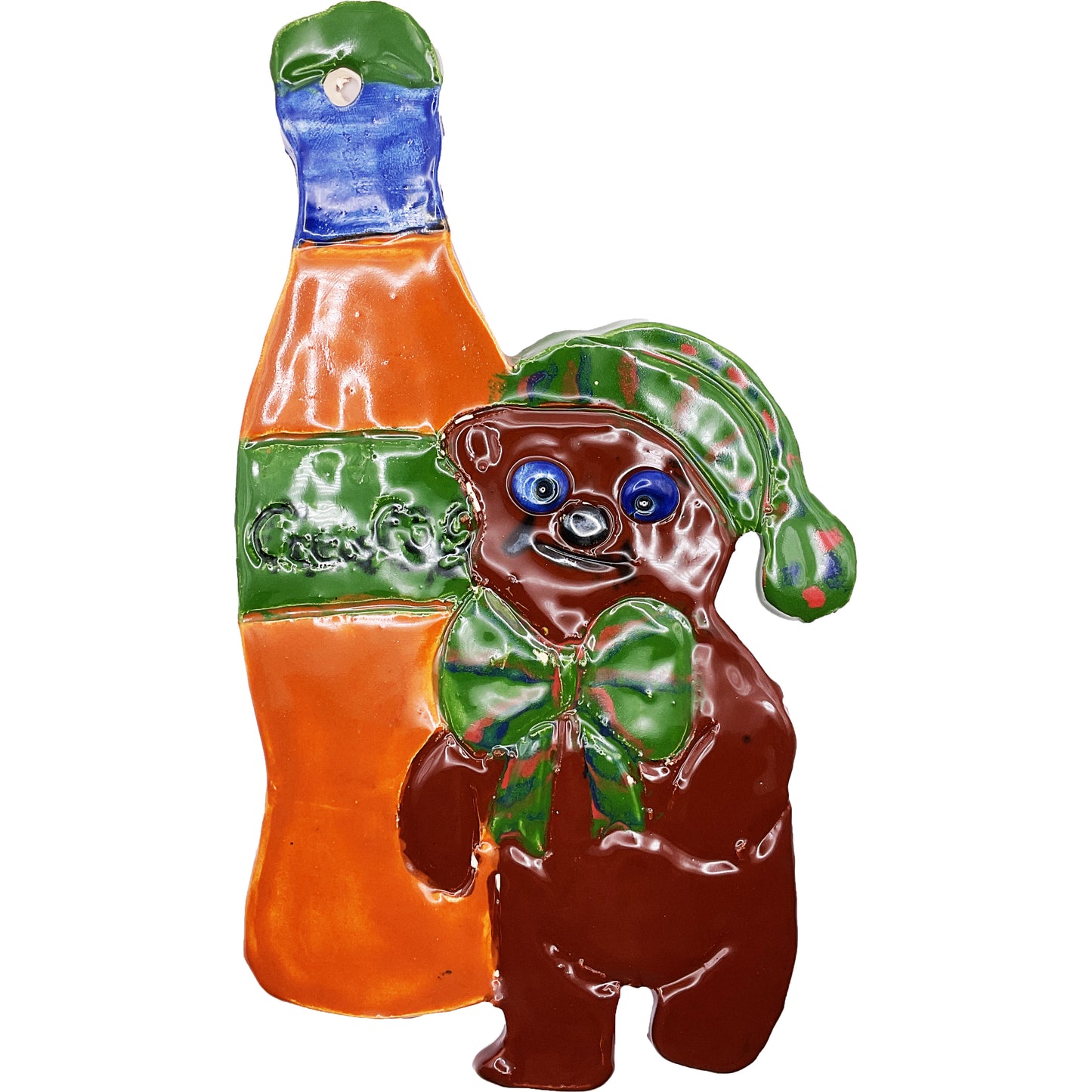 Ceramic Arts Handmade Clay Crafts 7-inch x 6-inch Glazed Bear by Lisa Uptain 4688