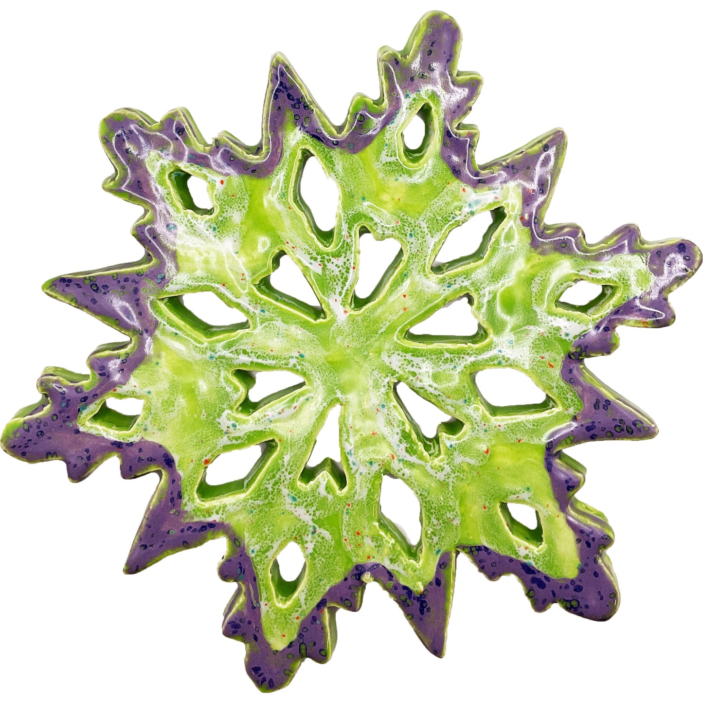 Ceramic Arts Handmade Clay Crafts 7-inch x 6-inch Glazed Christmas Snowflake by Eric Stacy and Ashley Dorsett 4722
