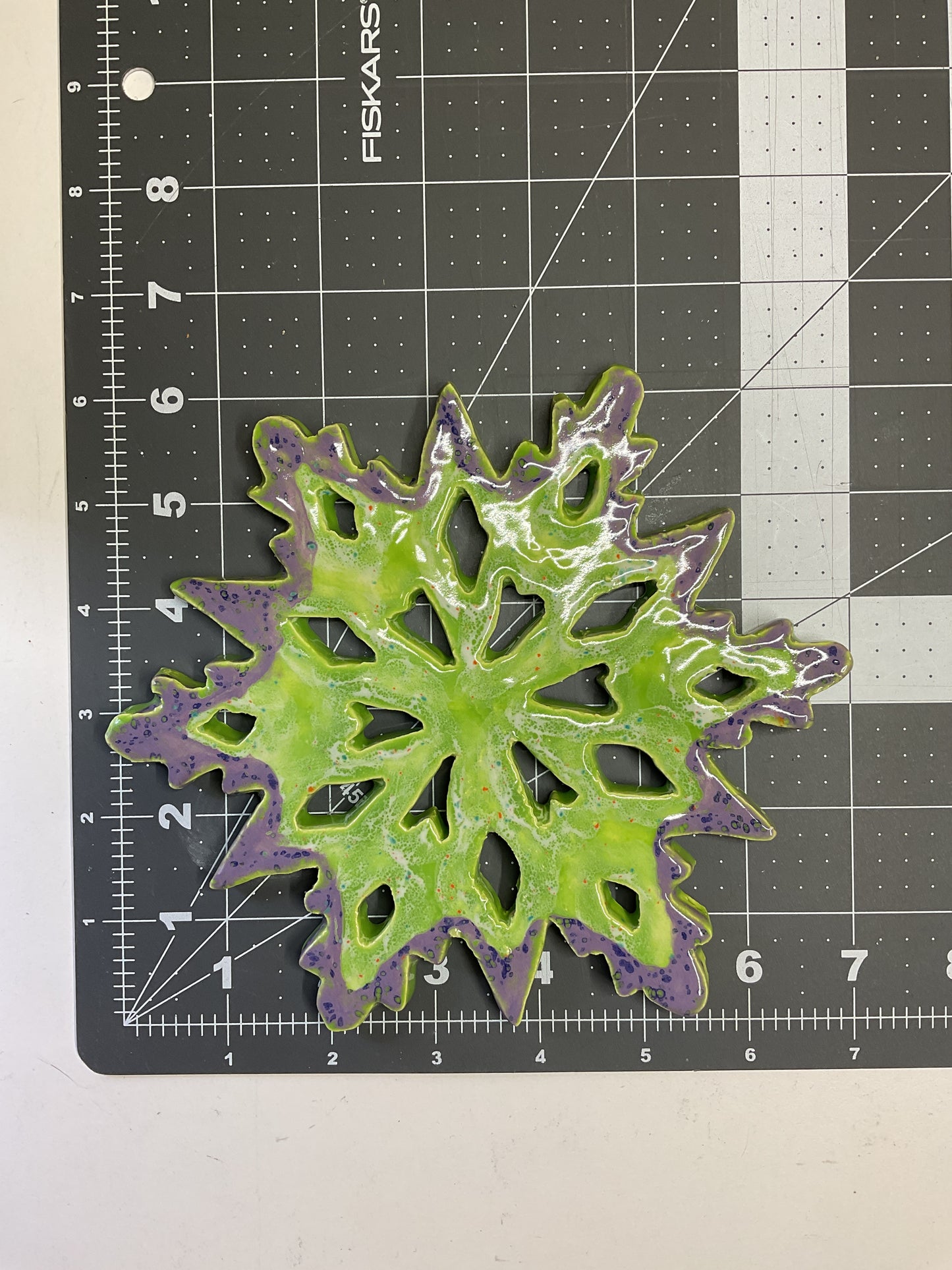 Ceramic Arts Handmade Clay Crafts 7-inch x 6-inch Glazed Christmas Snowflake by Eric Stacy and Ashley Dorsett 4722