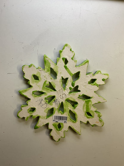 Ceramic Arts Handmade Clay Crafts 7-inch x 6-inch Glazed Christmas Snowflake by Eric Stacy and Ashley Dorsett 4722