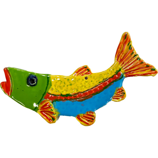 Ceramic Arts Handmade Clay Crafts 7-inch x 6-inch Glazed Fish by Perry Miller and Janice Stephens