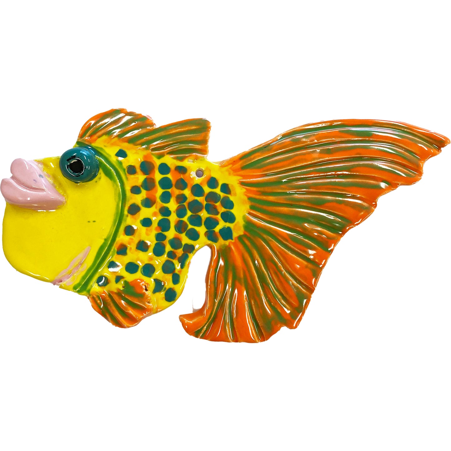 Ceramic Arts Handmade Clay Crafts 7-inch x 7-inch Fresh Fish Glazed by Janice Stephens