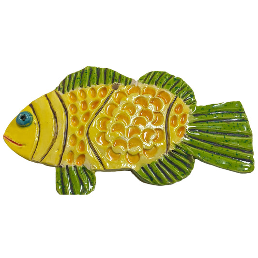 Ceramic Arts Handmade Clay Crafts 7.5-inch x 4-inch Glazed Fish by Cassandra Richardson