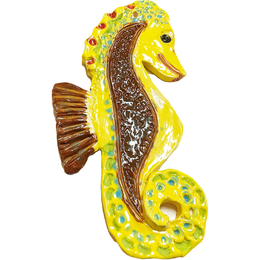 Ceramic Arts Handmade Clay Crafts 7.5-inch x 4-inch Glazed Seahorse by Perry Miller