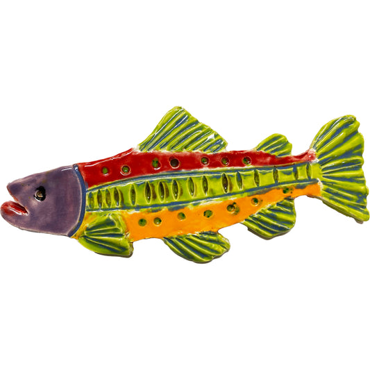 Ceramic Arts Handmade Clay Crafts 8-inch x 3-inch Glazed Fish by Perry Miller