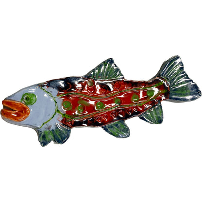 Ceramic Arts Handmade Clay Crafts 8-inch x 3.5-inch Glazed Fresh Fish with Lips by Audrey Love