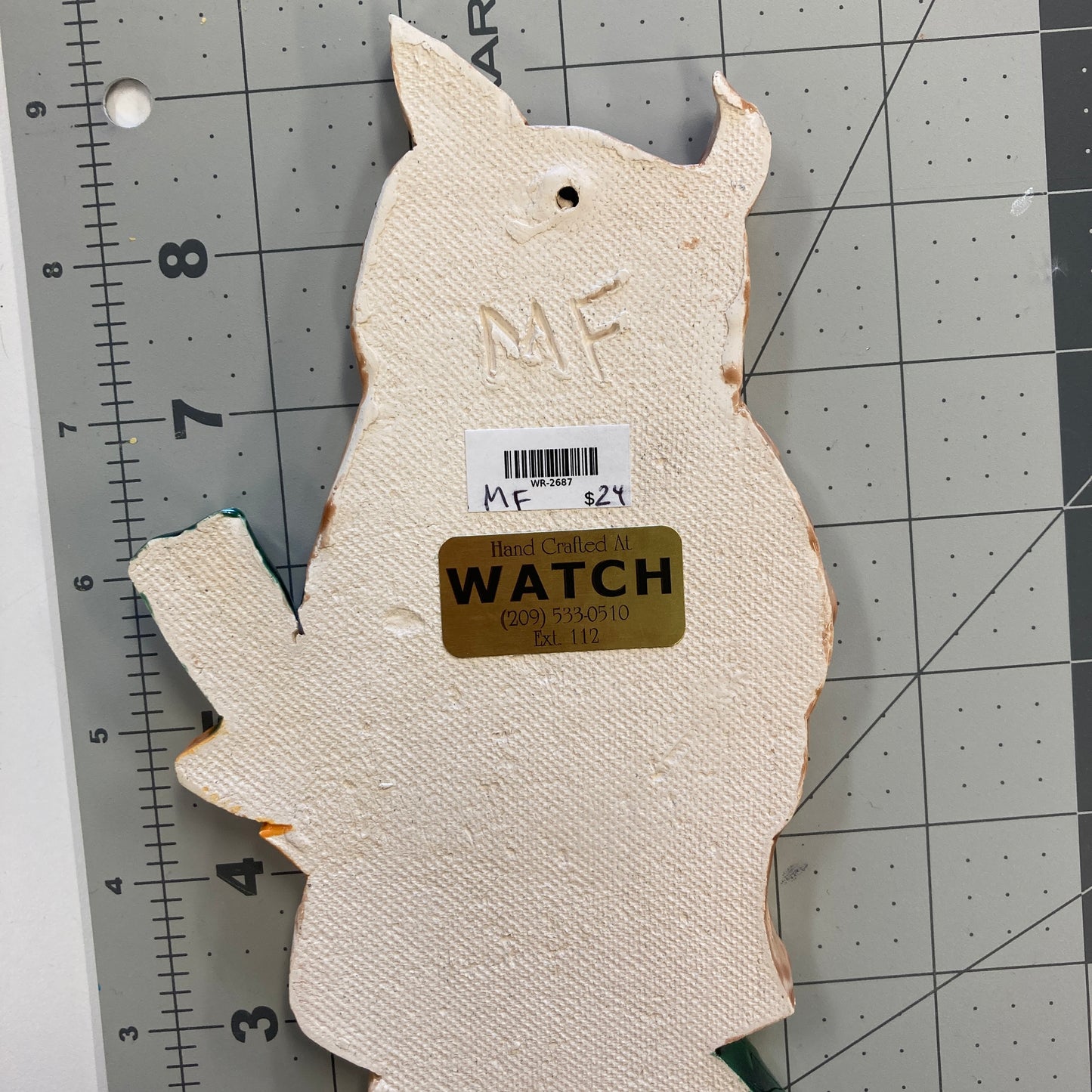 WATCH Resources Art Guild - Ceramic Arts Handmade Clay Crafts 8-inch x 5-inch Glazed Owl made by Morgan Fox