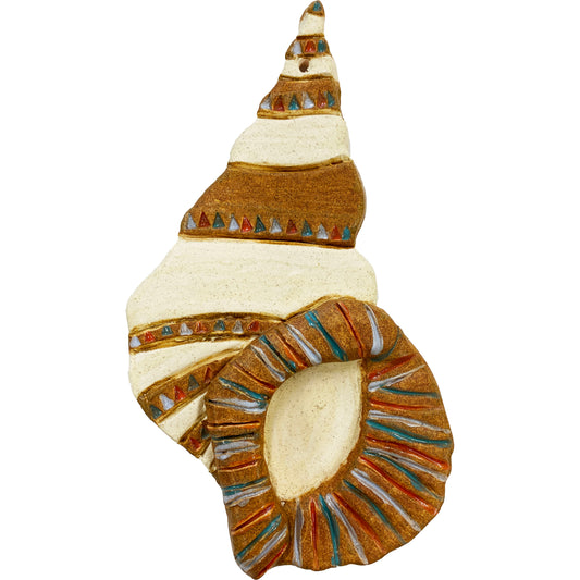 Ceramic Arts Handmade Clay Crafts 8-inch x 5-inch Glazed Shell by Lisa Uptain