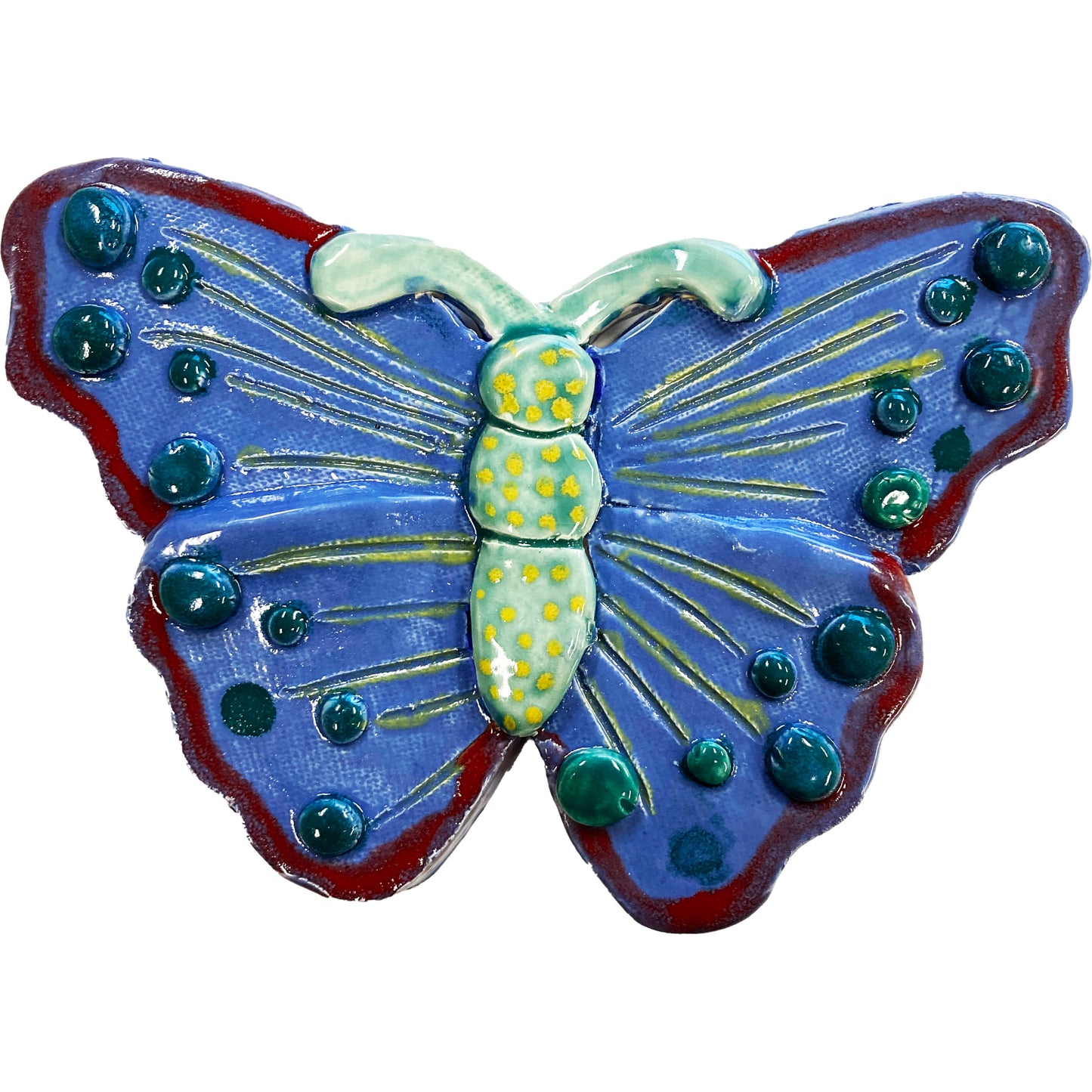 Ceramic Arts Handmade Clay Crafts 8-inch x 5.5-inch Glazed Butterfly made by Lisa Uptain