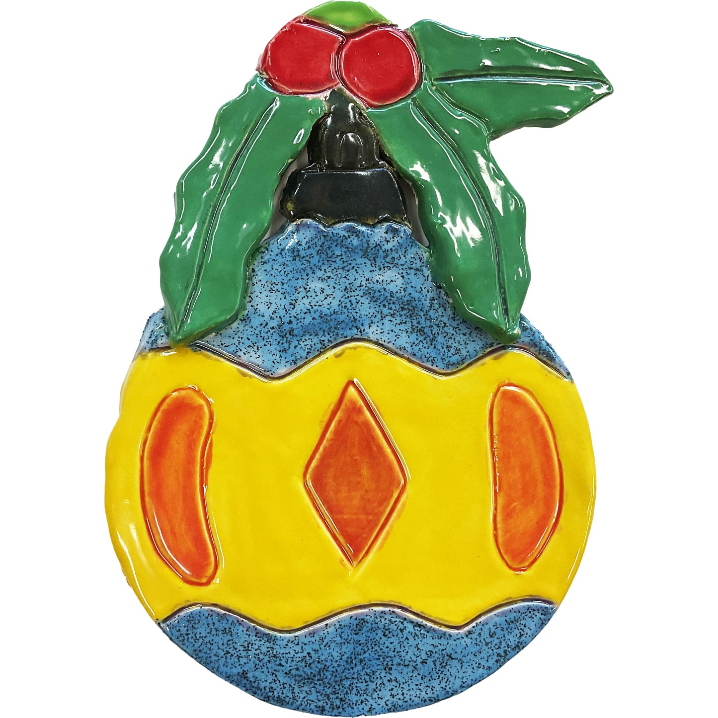 Ceramic Arts Handmade Clay Crafts 8-inch x 6-inch Glazed Christmas Ornament by Eric Stacy