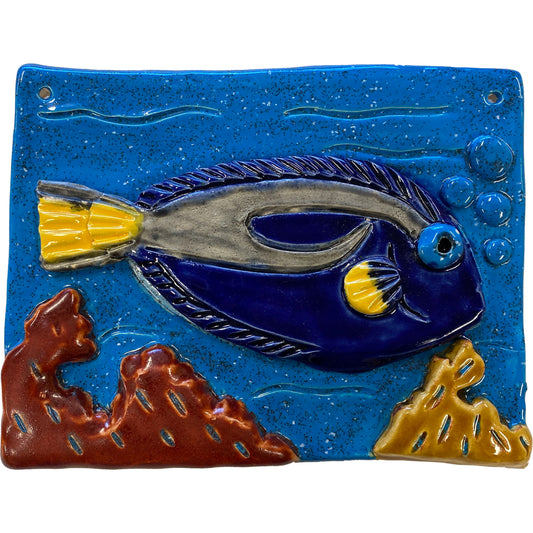 Ceramic Arts Handmade Clay Crafts 8-inch x 6-inch Glazed Fish by Lisa Uptain
