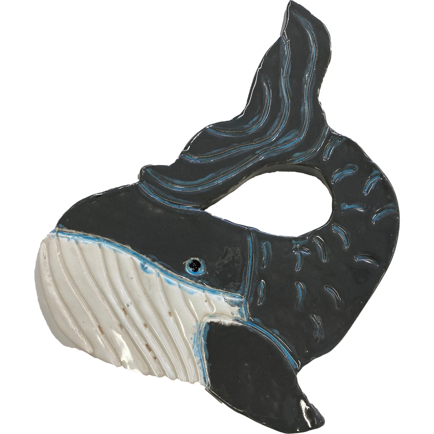 Ceramic Arts Handmade Clay Crafts 8-inch x 7-inch Fresh Fish Glazed Whale by Isaac Caballero and Perry Miller