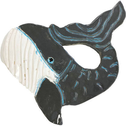 Ceramic Arts Handmade Clay Crafts 8-inch x 7-inch Glazed Fresh Fish Whale by Isaac Caballero and Perry Miller