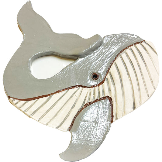 Ceramic Arts Handmade Clay Crafts 8-inch x 7-inch Glazed Whale by Lisa Uptain