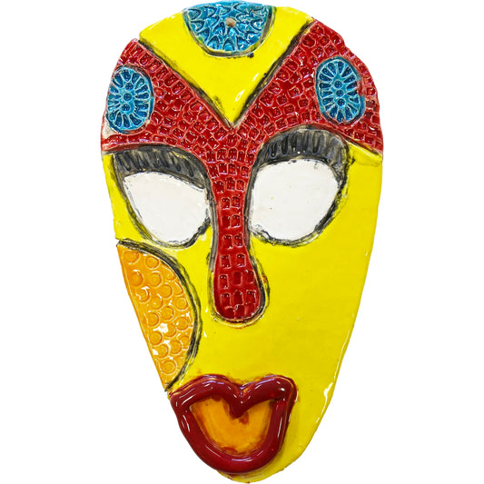 Ceramic Arts Handmade Clay Crafts 8.5-inch x 5-inch Glazed Mask by Lisa Uptain