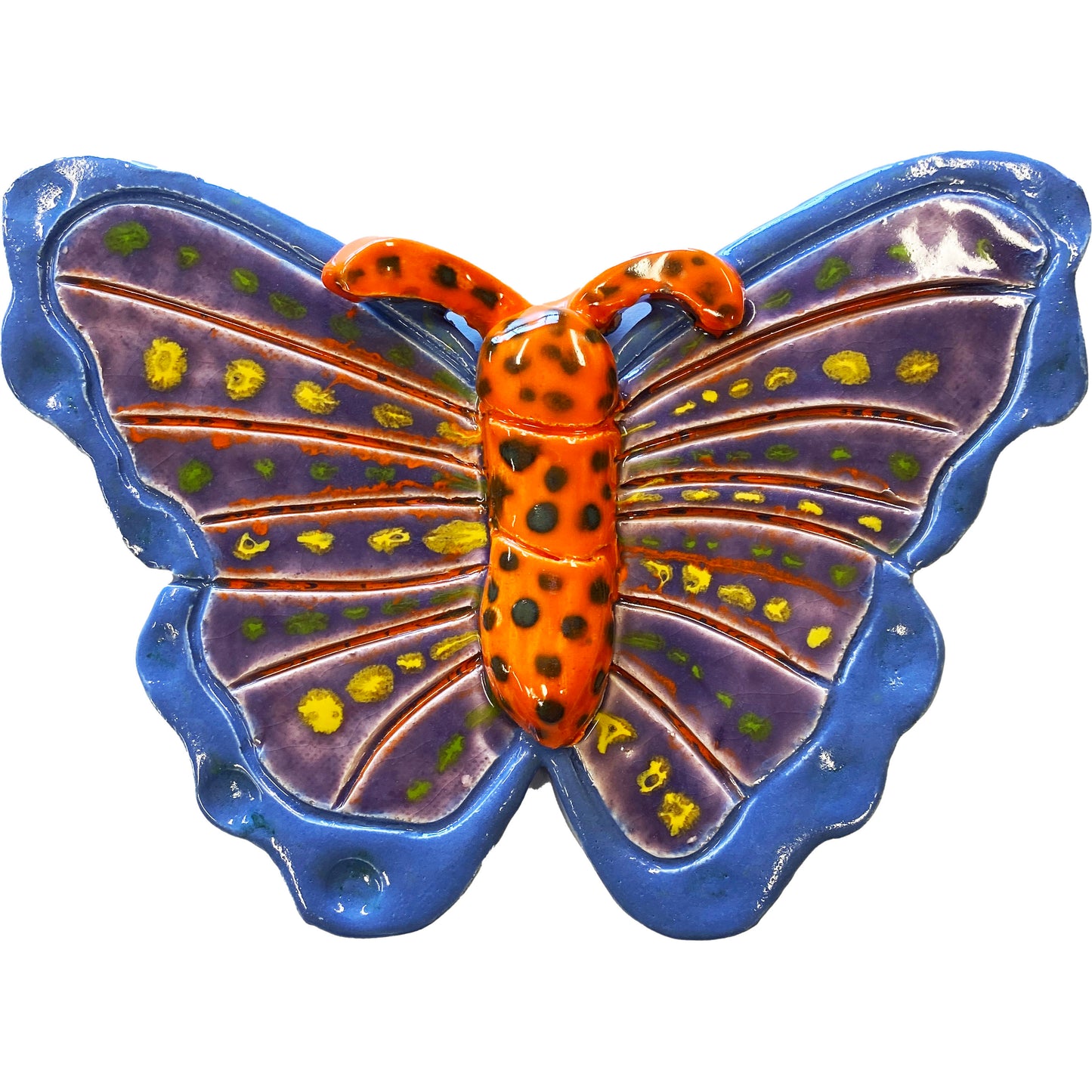 Ceramic Arts Handmade Clay Crafts 8.5-inch x 6-inch Glazed Butterfly made by Lisa Uptain