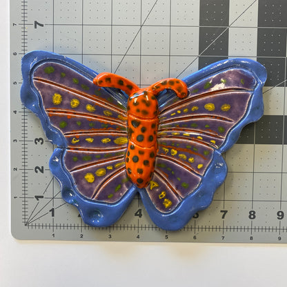 Ceramic Arts Handmade Clay Crafts 8.5-inch x 6-inch Glazed Butterfly made by Lisa Uptain