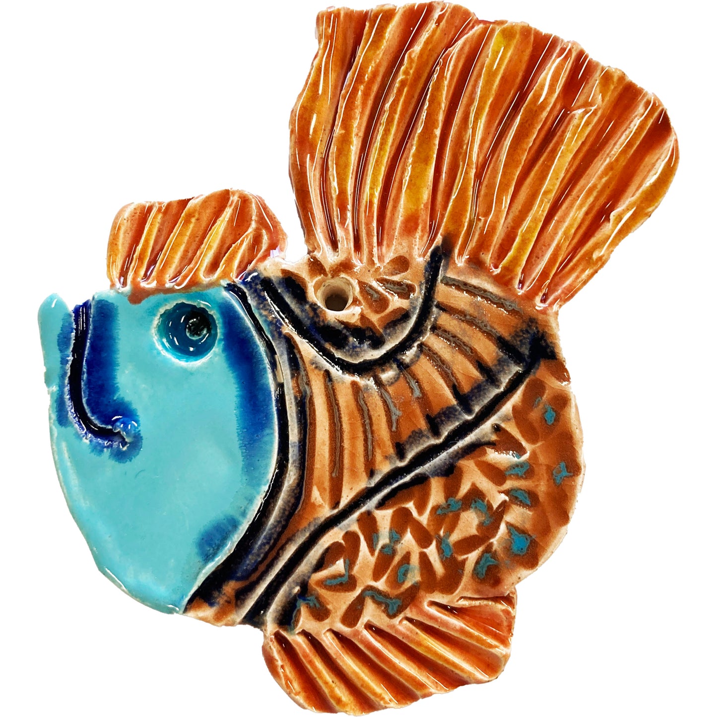 Ceramic Arts Handmade Clay Crafts Fresh Fish 4-inch x 3-inch Glazed