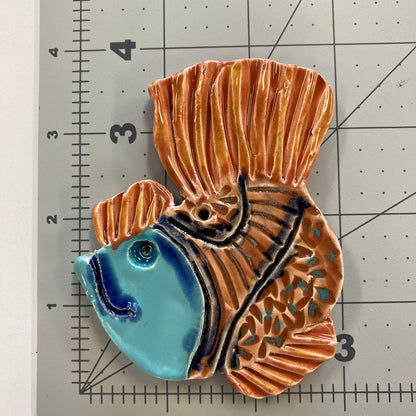 Ceramic Arts Handmade Clay Crafts Fresh Fish 4-inch x 3-inch Glazed