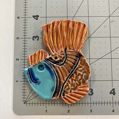 Ceramic Arts Handmade Clay Crafts Fresh Fish 4-inch x 3-inch Glazed