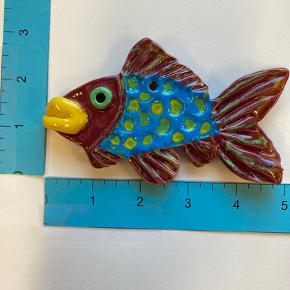 Ceramic Arts Handmade Clay Crafts 5-inch x 3-inch Fresh Fish Glazed by Lisa Uptain