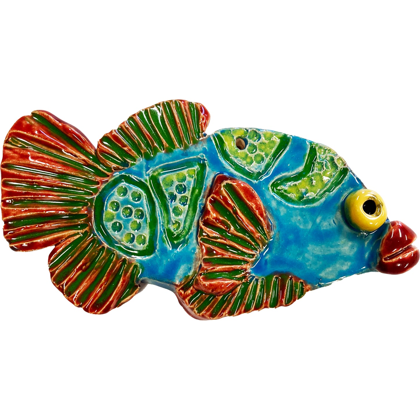 Ceramic Arts Handmade Clay Crafts Fresh Fish 6-inch x 3.5-inch Glazed by Zack Kipper
