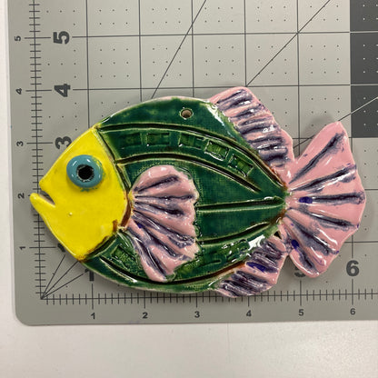 Ceramic Arts Handmade Clay Crafts Fresh Fish 6-inch x 4-inch Glazed Fish by Lisa Uptain and Jennifer Horne