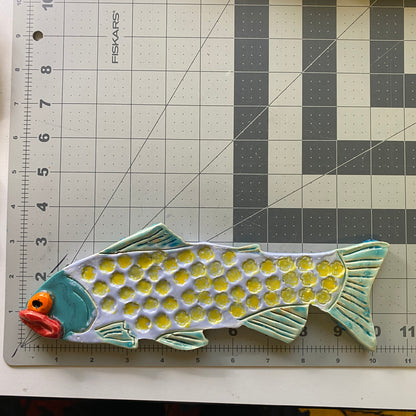 Ceramic Arts Handmade Clay Crafts Fresh Fish Glazed 10.5-inch by 4-inch made by Eric Stacy