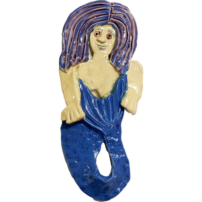 Ceramic Arts Handmade Clay Crafts Fresh Fish Glazed 10.5-inch x 4.5-inch Mermaid by Lisa Uptain
