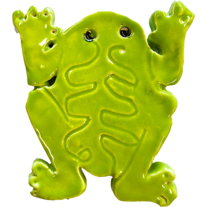 Ceramic Arts Handmade Clay Crafts Fresh Fish Glazed 4-inch x 3.5-inch Frog made by Emily Knoles