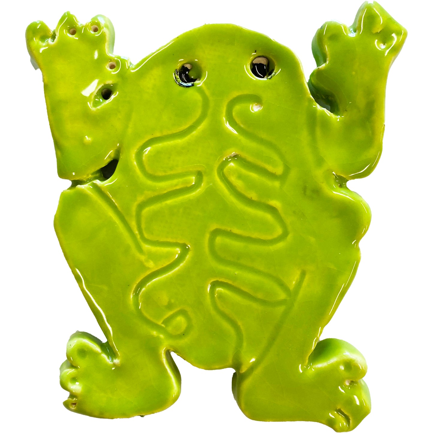 Ceramic Arts Handmade Clay Crafts Fresh Fish Glazed 4-inch x 3.5-inch Frog made by Emily Knoles