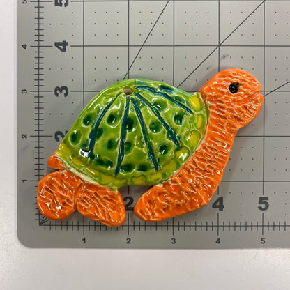 Ceramic Arts Handmade Clay Crafts Fresh Fish Glazed 5-inch x 3.5-inch Turtle by Tami Mills