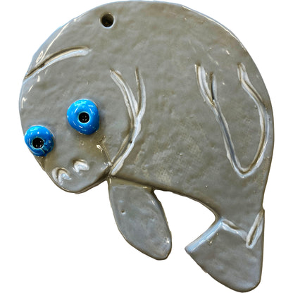 Ceramic Arts Handmade Clay Crafts Fresh Fish Glazed 5-inch x 4-inch Manatee made by Lisa Uptain