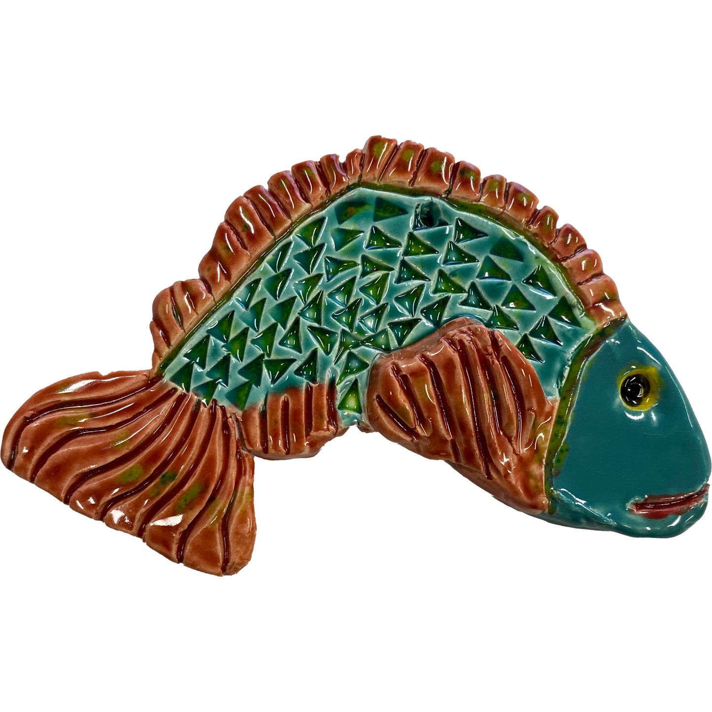 Ceramic Arts Handmade Clay Crafts Fresh Fish Glazed 5-inch x 4-inch
