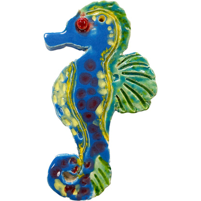 Ceramic Arts Handmade Clay Crafts Fresh Fish Glazed 6-inch x 3.5-inch Seahorse by Anonymous