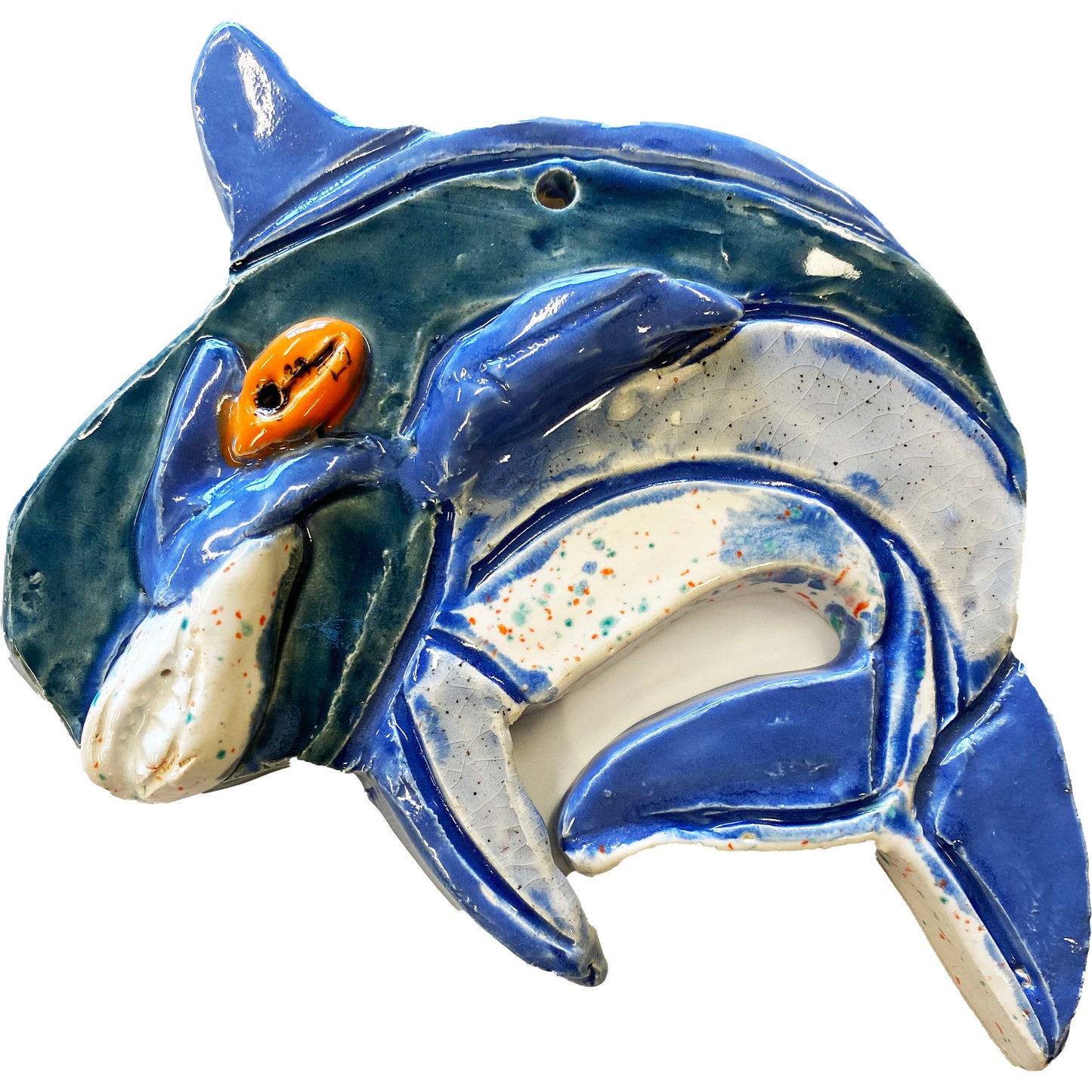 Ceramic Arts Handmade Clay Crafts Fresh Fish Glazed 6-inch x 5-inch Dolphin made by Lukas Miller