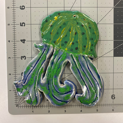 Ceramic Arts Handmade Clay Crafts Fresh Fish Glazed 6-inch x 5.5-inch Jellyfish by David Sullivan