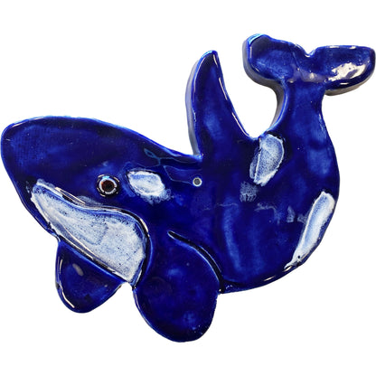 Ceramic Arts Handmade Clay Crafts Fresh Fish Glazed 6-inch x 5.5-inch Whale made by James Royall