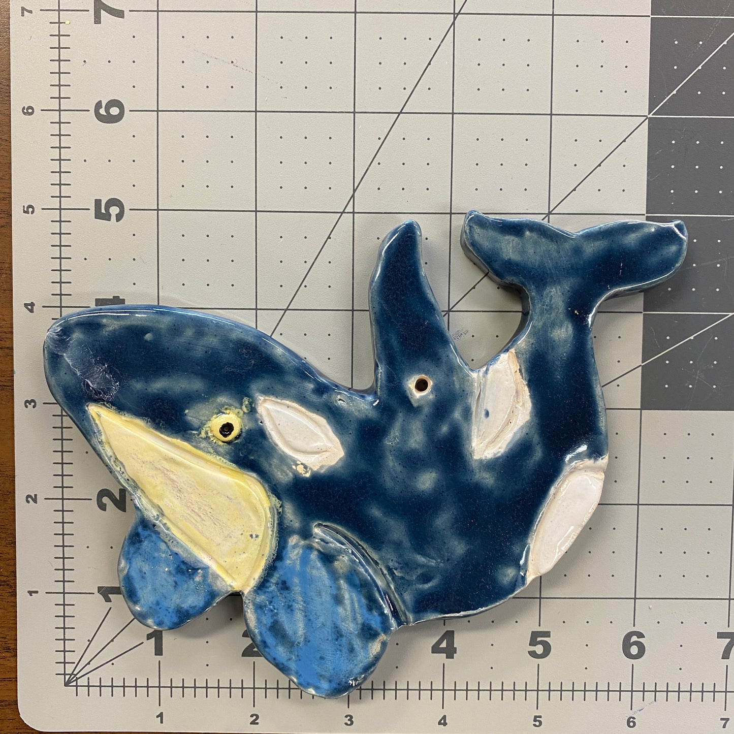Ceramic Arts Handmade Clay Crafts Fresh Fish Glazed 6-inch x 6-inch Whale made by Breanne Wright