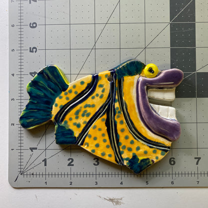 Ceramic Arts Handmade Clay Crafts Fresh Fish Glazed 6.5-inch by 4.5-inch made by Lisa Uptain and Patty Farley