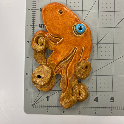 Ceramic Arts Handmade Clay Crafts Fresh Fish Glazed 6.5-inch x 3.5-inch Octopus by Lisa Uptain