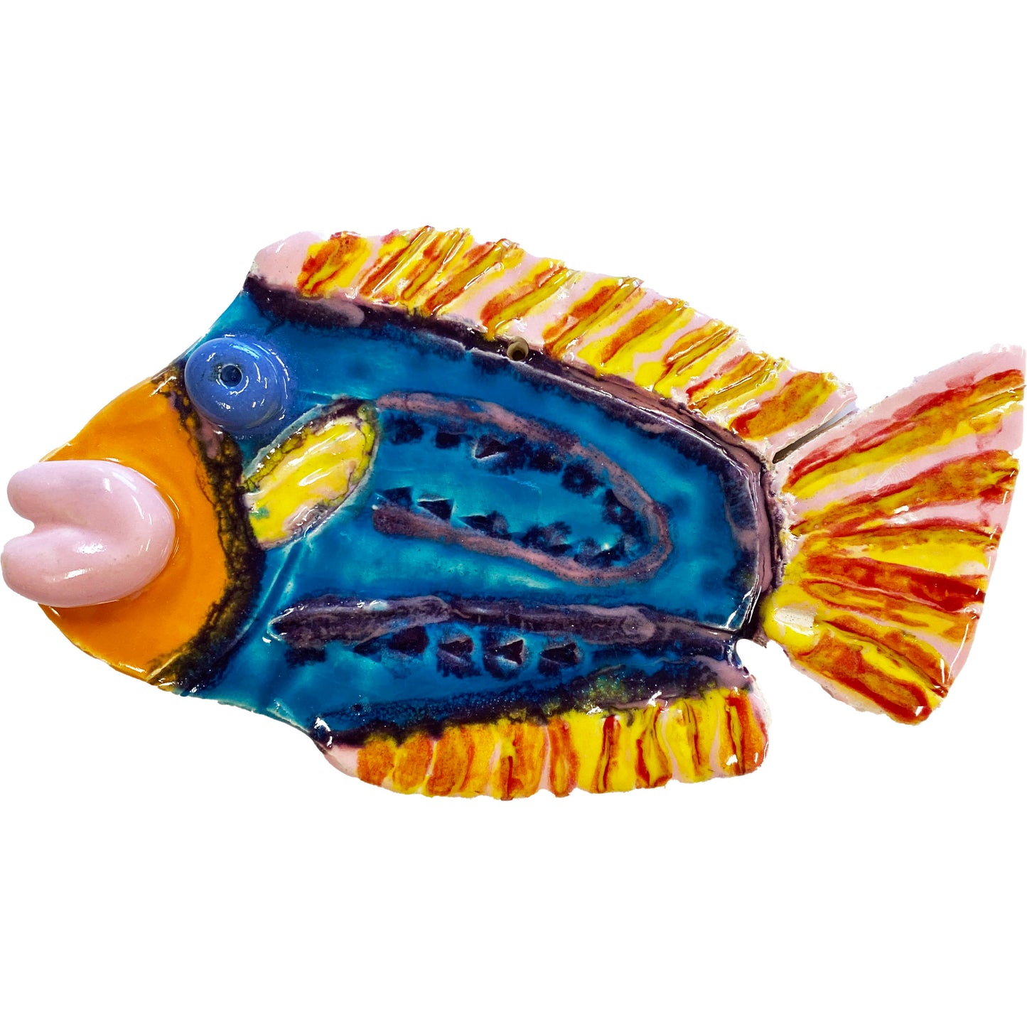 Ceramic Arts Handmade Clay Crafts Fresh Fish Glazed 6.5-inch x 4-inch by Cassandra Richardson