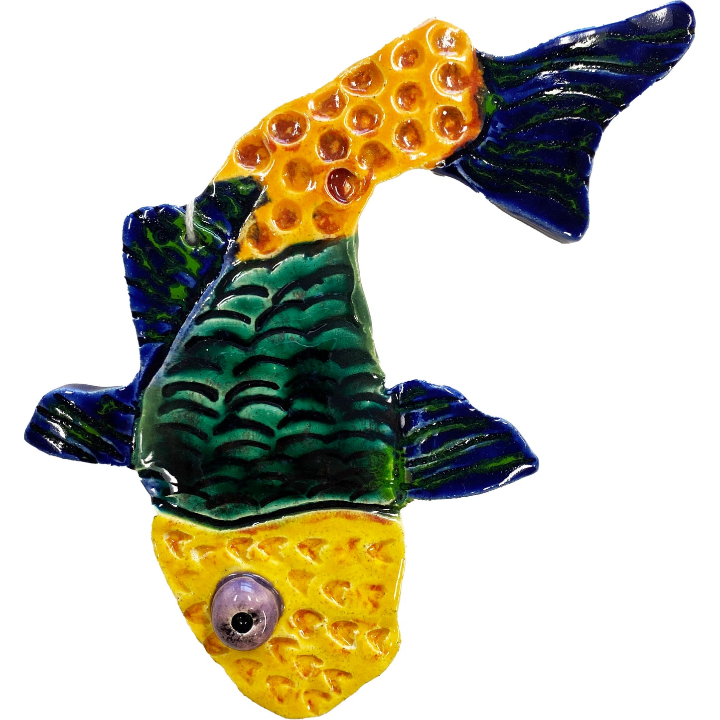 Ceramic Arts Handmade Clay Crafts Fresh Fish Glazed 6.5-inch x 6-inch Koi made by Izzy Terry