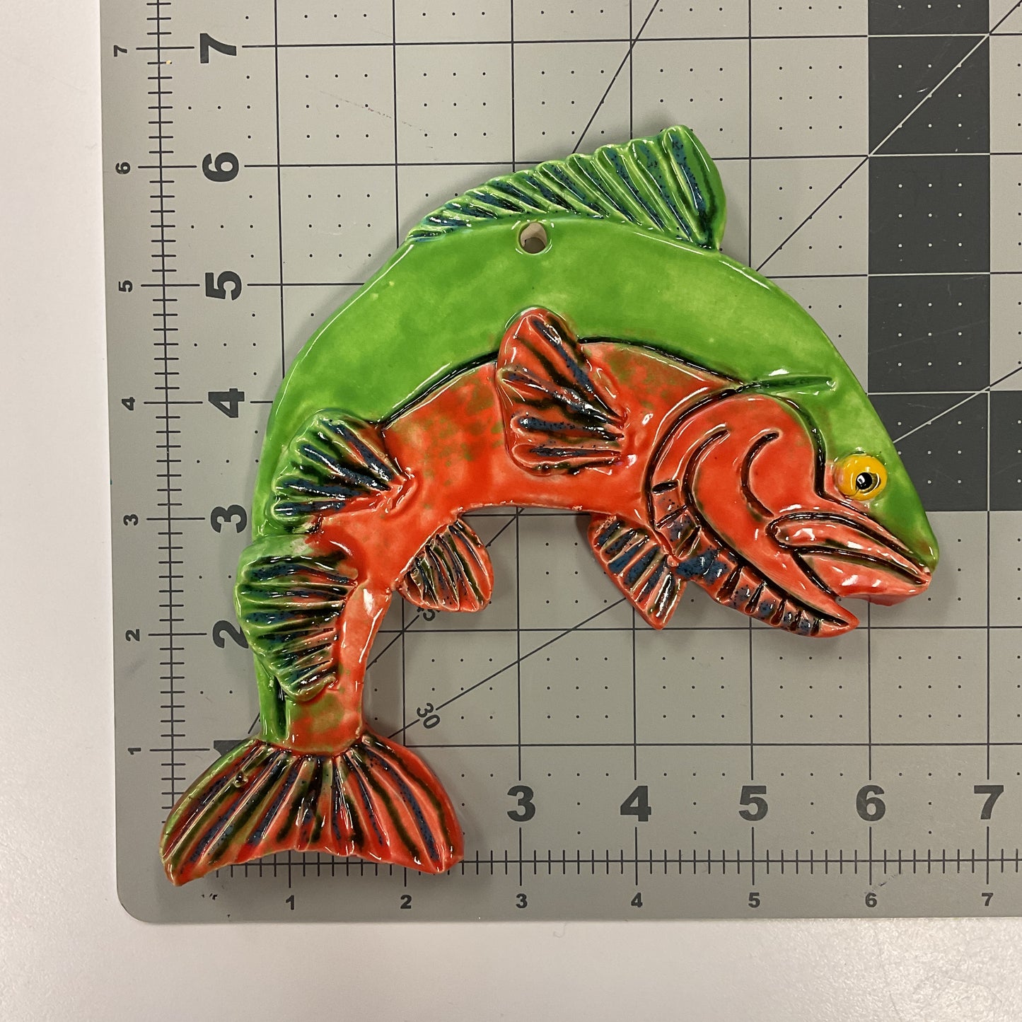 Ceramic Arts Handmade Clay Crafts Fresh Fish Glazed 6.5-inch x 6.5-inch made by Lisa Uptain
