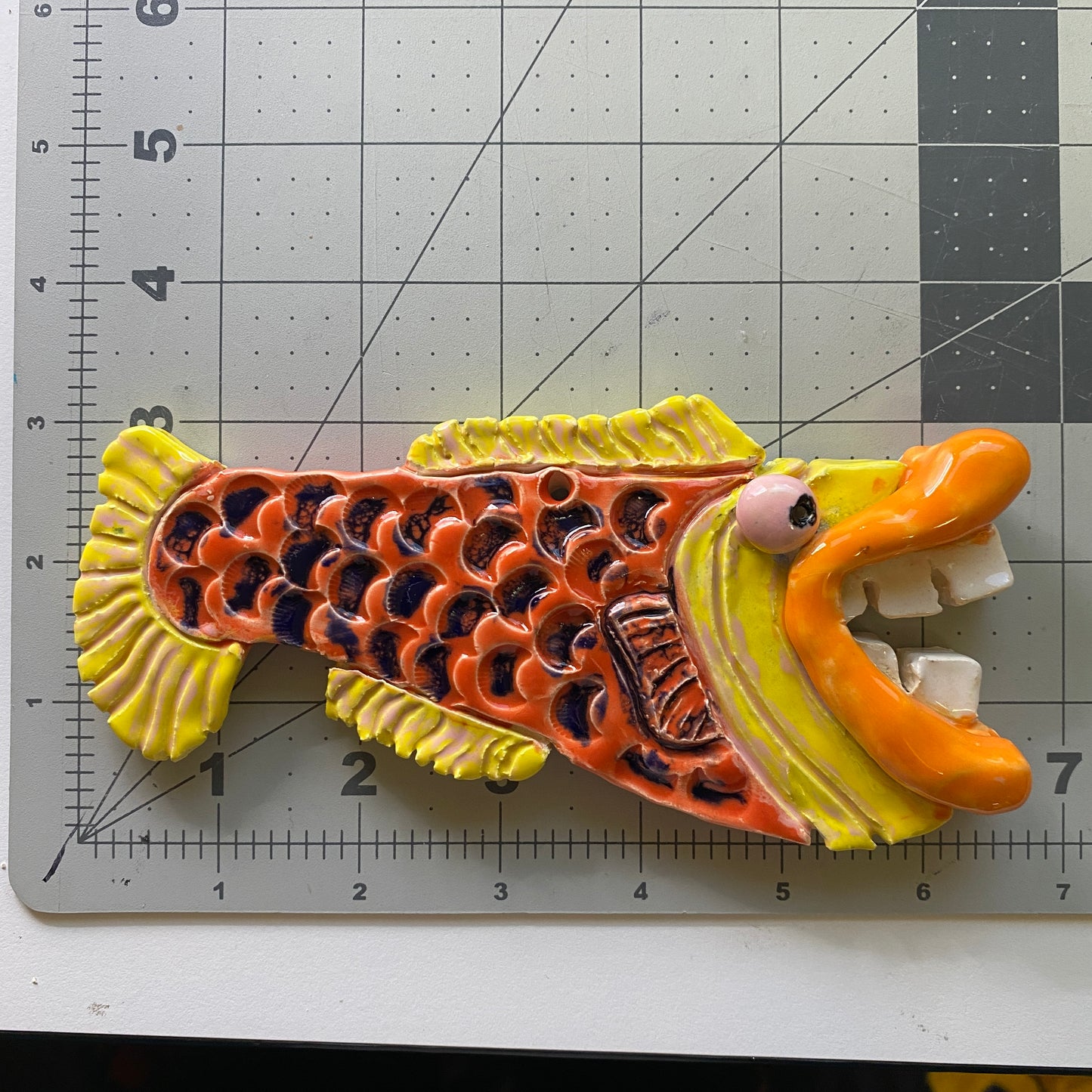 Ceramic Arts Handmade Clay Crafts Fresh Fish Glazed 7-inch by 3-inch made by Loreen Bartschi