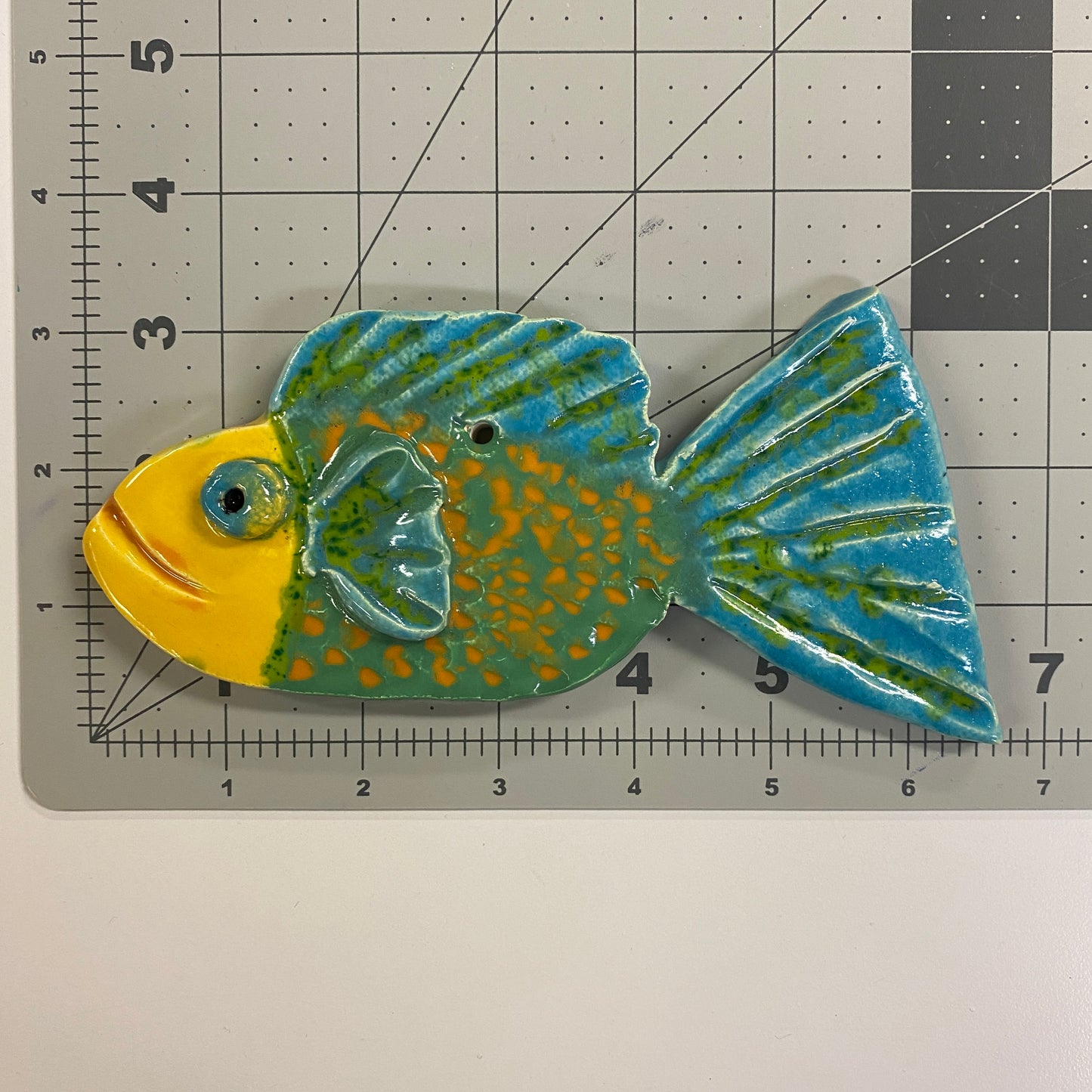 Ceramic Arts Handmade Clay Crafts Fresh Fish Glazed 7-inch x 3-inch by Lisa Uptain