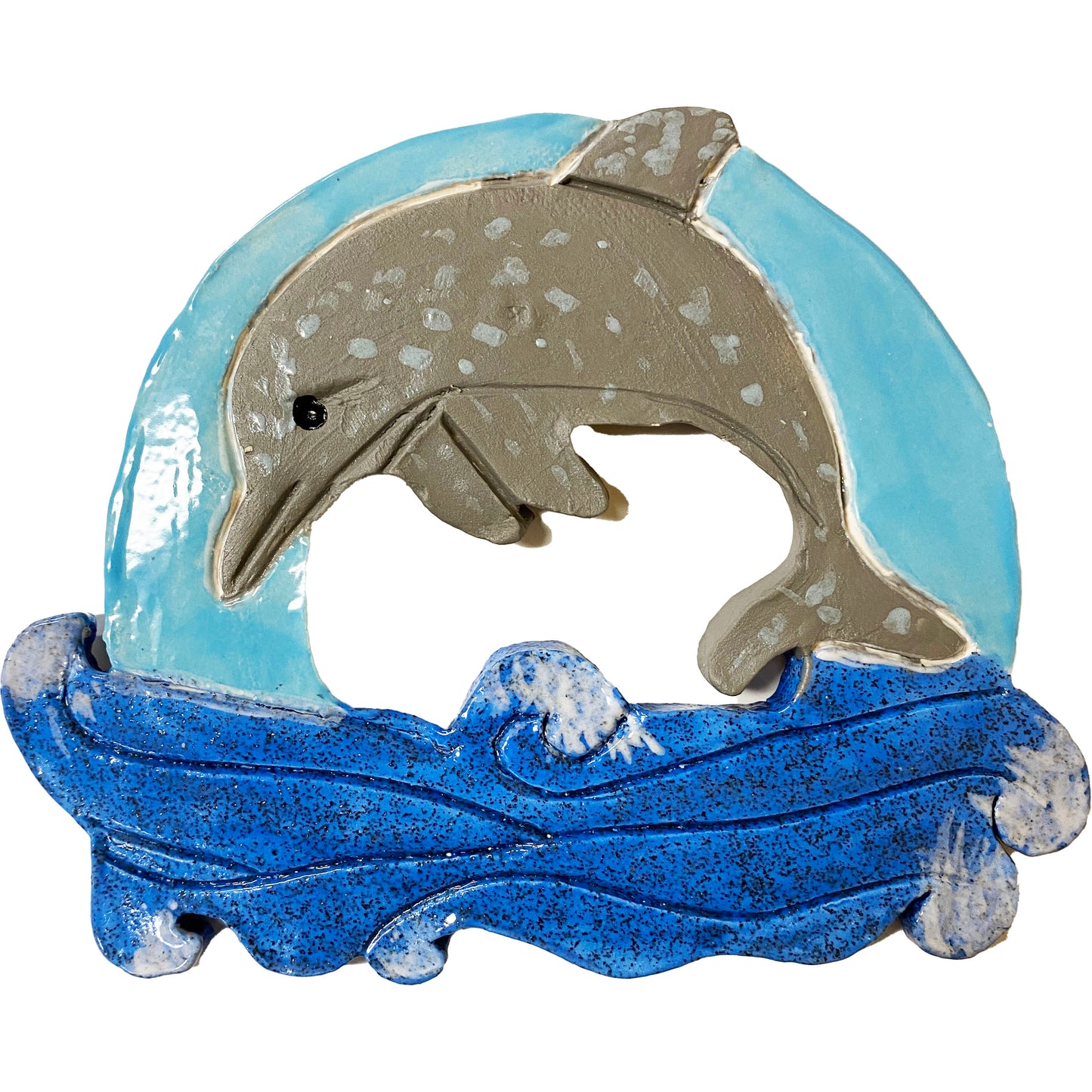 Ceramic Arts Handmade Clay Crafts Fresh Fish Glazed 7-inch x 6-inch Dolphin made by Eric Stacy